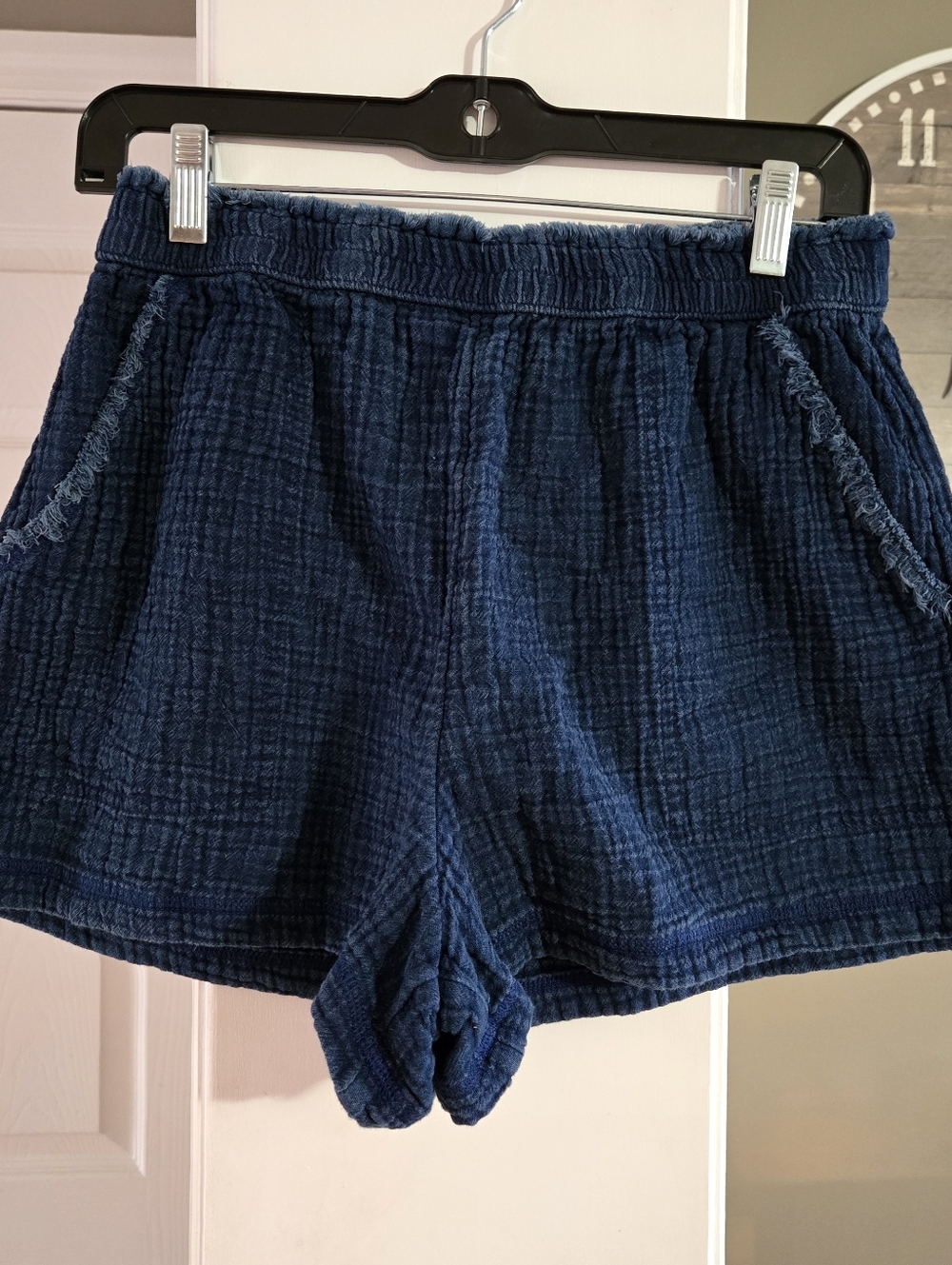aerie Navy Textured Gauze Athletic Lounge Shorts